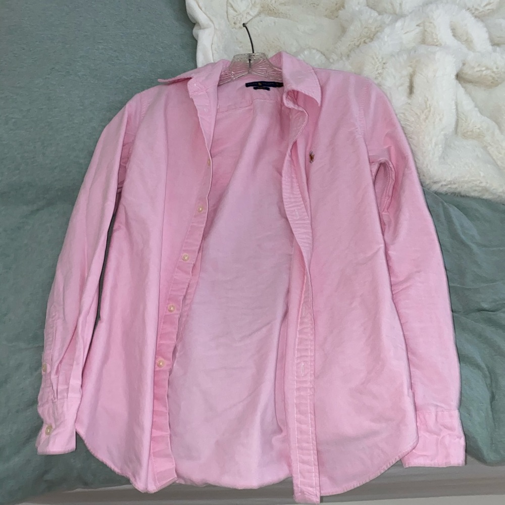 ralph lauren pink button down shirt